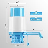 Vista 3 de Dispensador de botellas de agua, bomba de presión manual azul, bomba de presión para beber, bomba de presión de agua