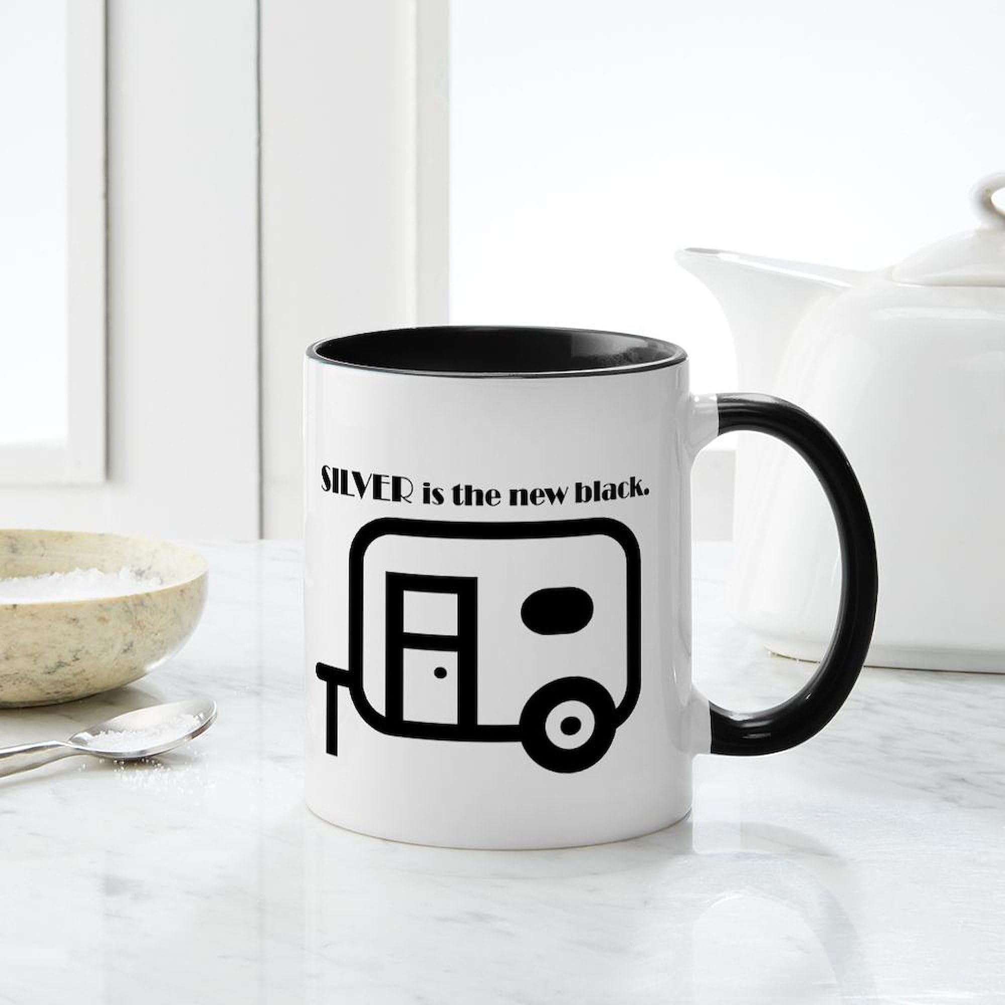 Amazon.com | CafePress Silver Is The New Black Mugs 11 oz (325 ml) Ceramic  Coffee Mug: Coffee Cups & Mugs