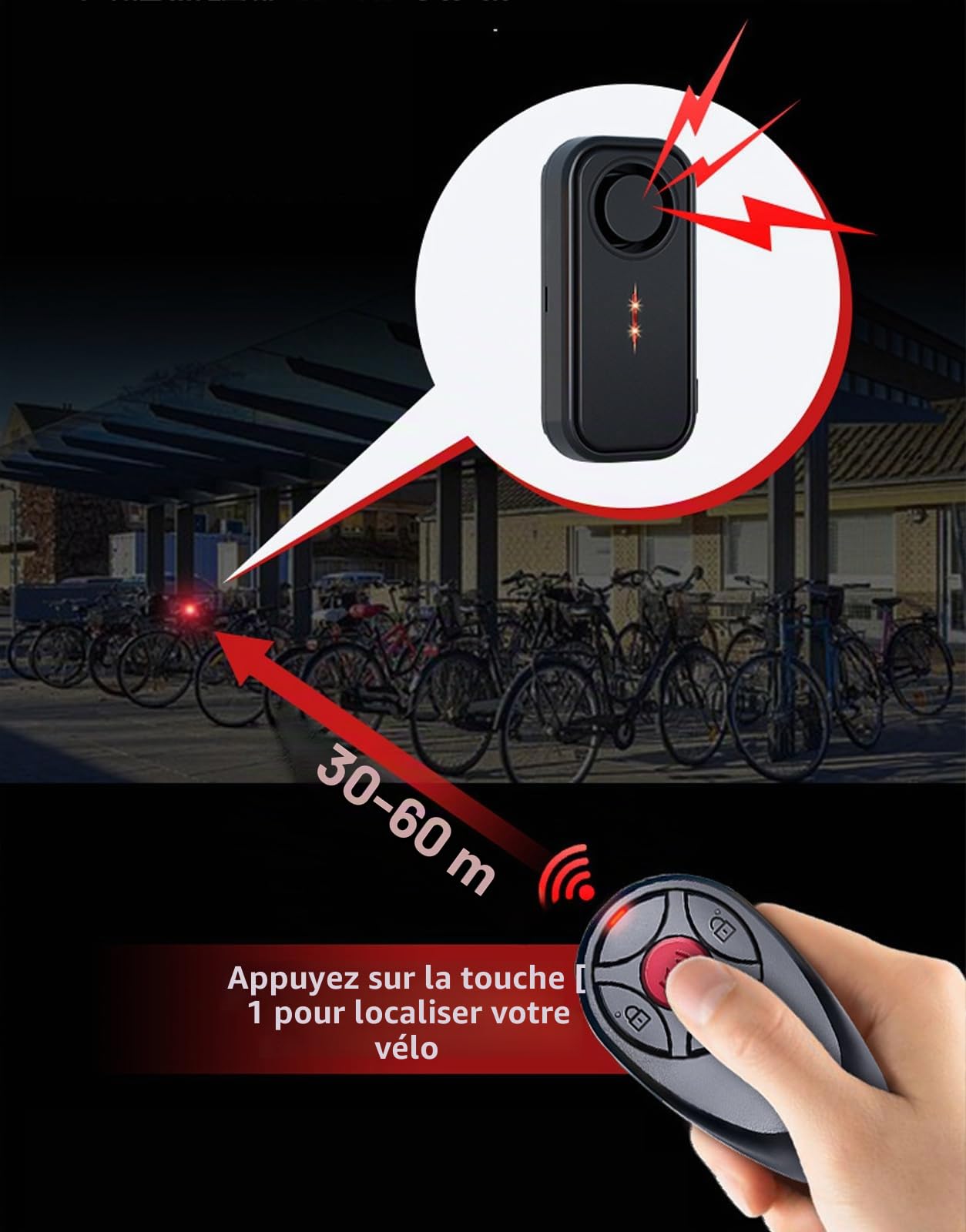 Mengshen Lot de 2 détecteurs de mouvement pour vélo, voiture, remorque, vélo électrique, moto, scooter - 113 dB - Étanche IP66