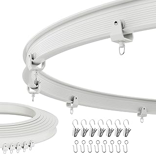 Ceiling Curtain Track curved curtain rod Curtain track Ceiling Mount sliding curtain track flexible curtain track Room Divider, 16.4 FT/ 5 M, White