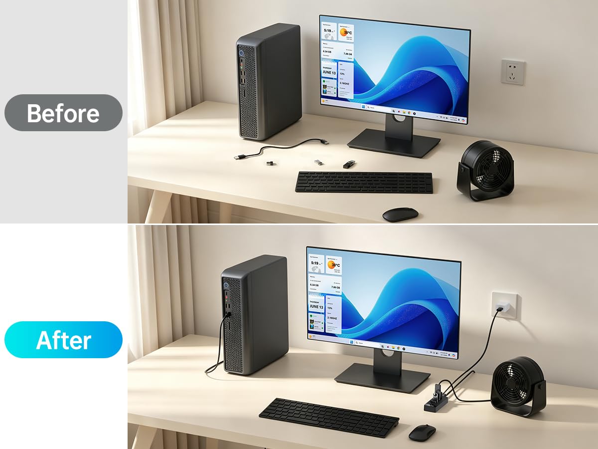 Hub USB 3.0 de 4 puertos de 10 pies para escritorio, concentrador extensor USB de 5 Gbps, adaptador multipuerto USB, divisor USB con cable largo para escritorio, PC, unidad flash, disco duro