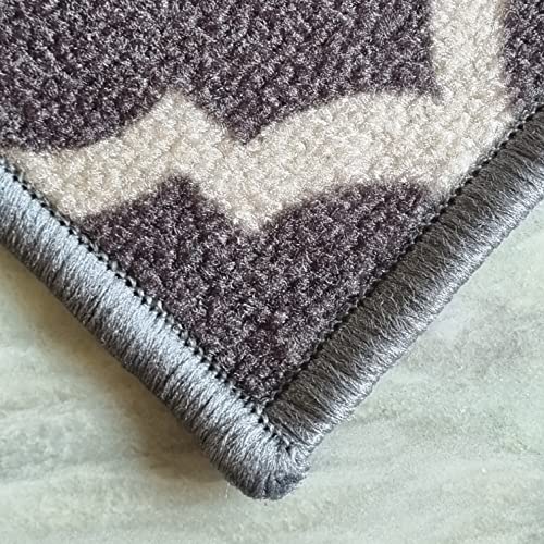 Image of Matz&More Trellis Islamic Rug | 100x150 CM | Grey Beige | Soft Nylon Loop Pile with Anti-Slip Gel Backing | Living Room, Bedroom & Office Floor Carpet