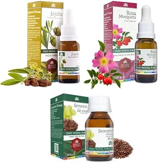 Kit 3 Óleos Vegetais WNF - Jojoba, Rosa Mosqueta e Semente de uva - Puros e 100% Naturais