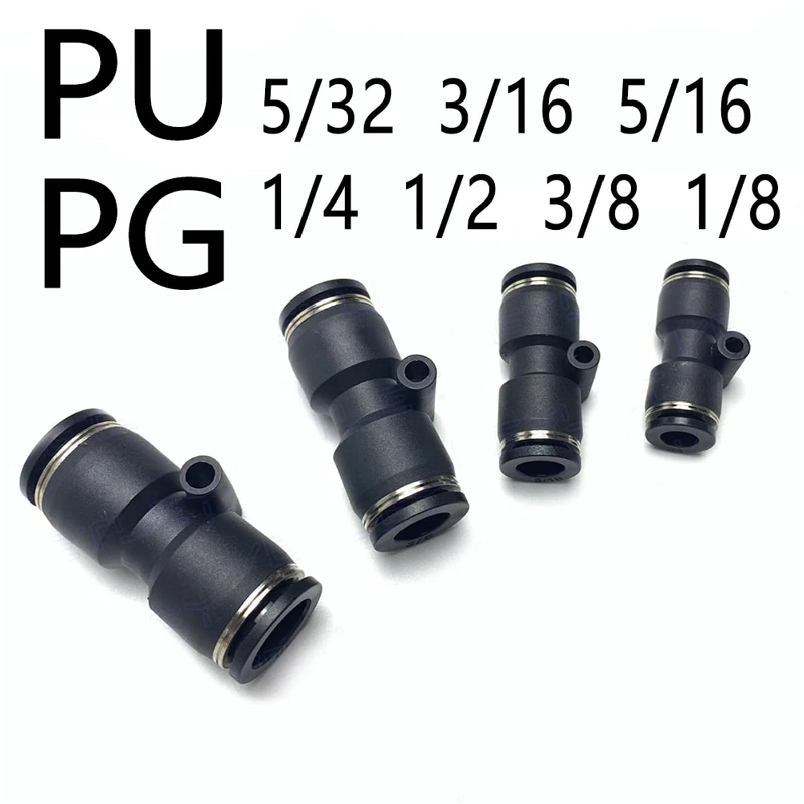 Conector rápido neumático PU PG PUC, tubo británico 5/32, 1/4, 5/16, 3/8, 1/2, 1/8, 3/6 pulgadas, reductor recto de manguera, 1 Uds.(PU-5l16)
