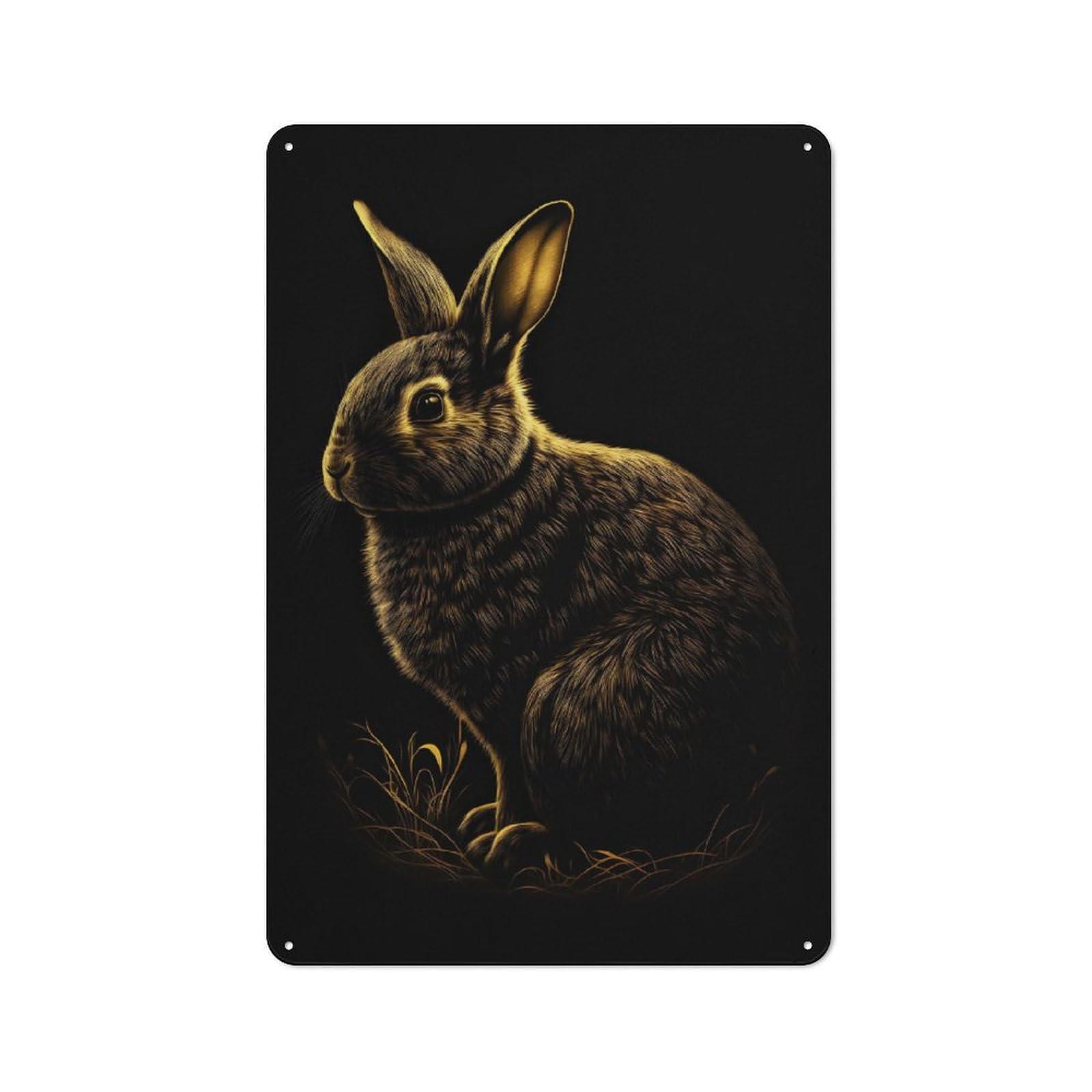 Junmoney Style-2 Rabbit Gold Black Rustic Metal Plaque 30X20cm For Café Or Restaurant, Wall Decor For People Reorganising Café And Restaurant