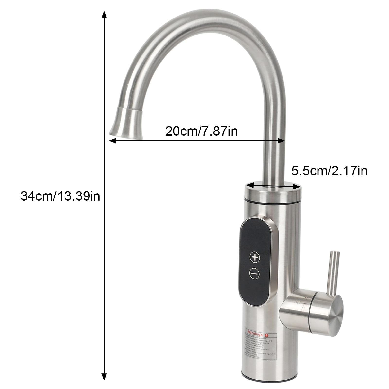 Rubinetto elettrico con scaldabagno istantaneo,CEIEVER rubinetto di riscaldamento elettrico temperatura regolabile 30-55℃ Raccordi elettrici 230V rubinetto elettrico in acciaio inox per cucina