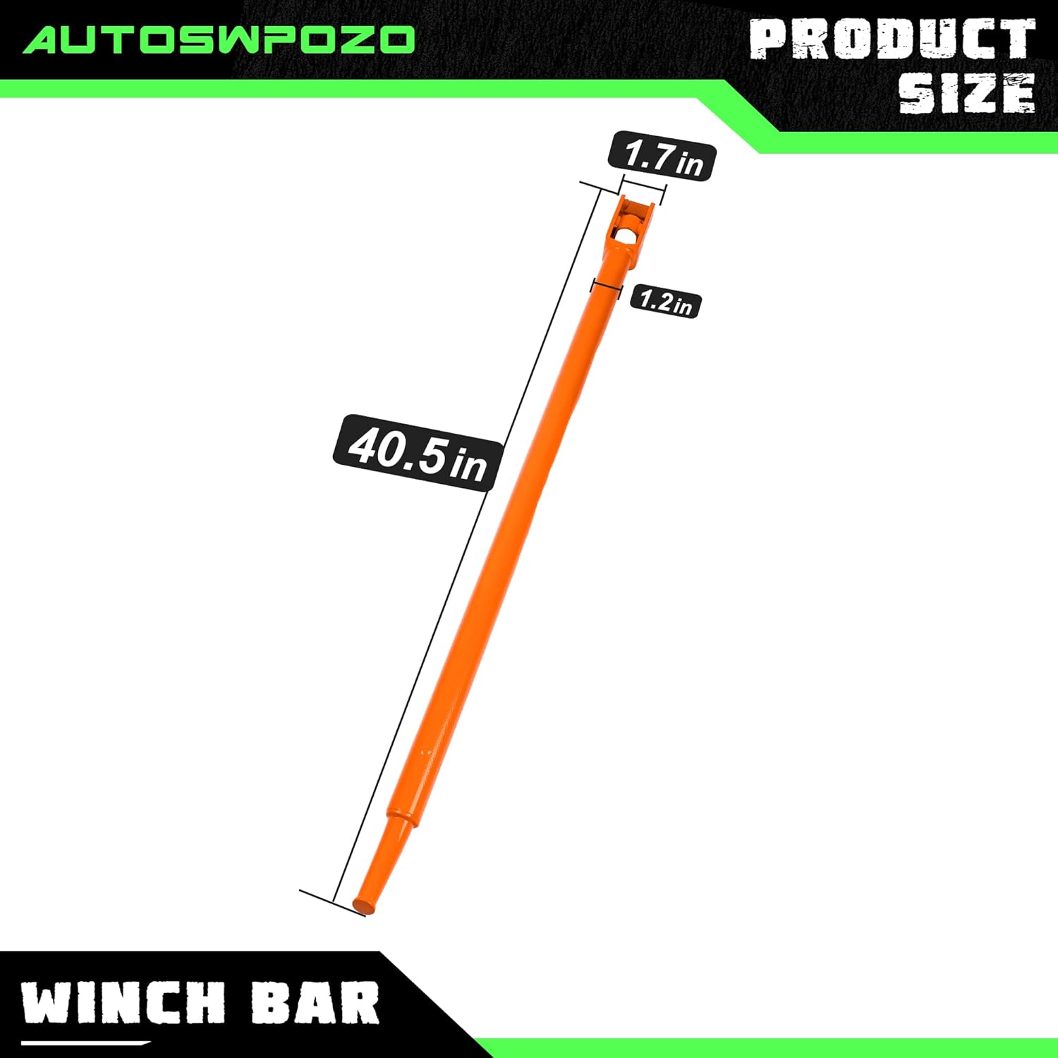 Winch Bar, Combination Winch Bars with Square Head for Flatbed Trailer Winches and Trucks, Painted Carbon-Steel Construction Winch Bar with No-Slip Handle, 2 Pack (Orange)