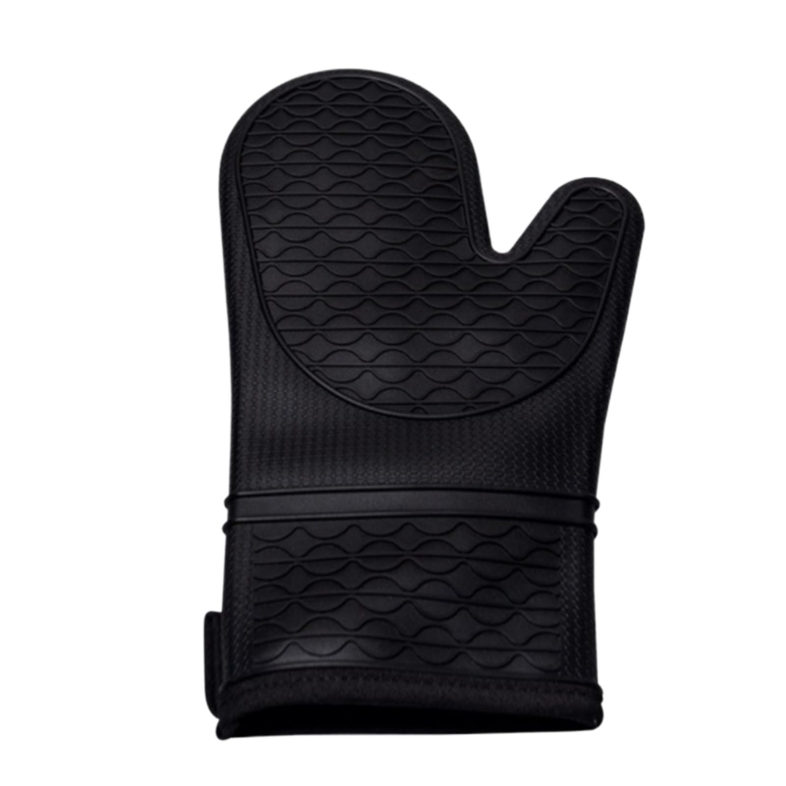 Rękawice Do Gotowania Pieczenia 1 Para Żaroodpornych Rękawic Kuchennych Silikonowe Antypoślizgowe Rękawice Do Pieczenia W Kuchence Mikrofalowej(Black)