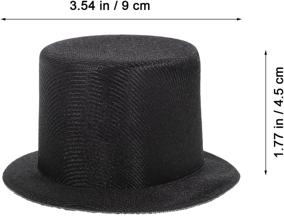Wakauto Mini Top Hat Plastic & Felt Miniature Hats for DIY Snowman – 2pcs Black Doll Craft Accessories, Christmas Party Ornaments & Tiny Formal Tops​