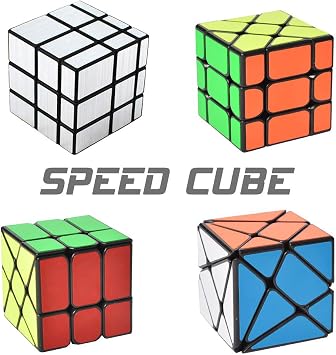 YJ Cube Set - 4-Pack, Includes 3x3 Fluctuation Angle & Mirror Puzzles, 2x3 Wheel & Square King Cubes
