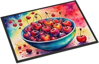 Caroline's Treasures DAC1848MAT Colorful Cherries Doormat 18x27 Front Door Mat Indoor Outdoor Rugs for Entryway, Non Slip Washable Low Pile, 18H X 27W