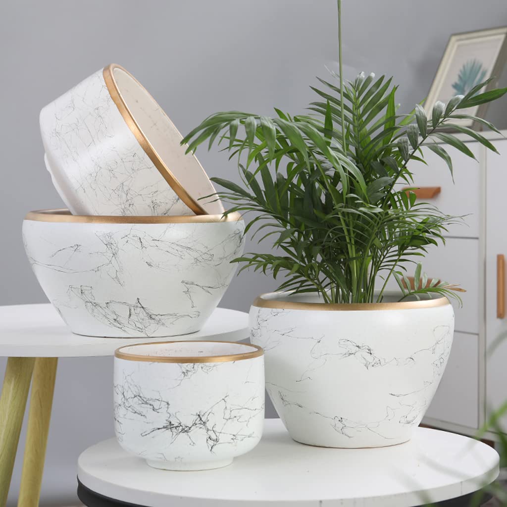 Vasi da Giardino Vaso da Fiori in Ceramica, fioriere per Interni ed Esterni con Foro di drenaggio e piattino, vasi per Piante con Phnom Penh per la Decorazione Domestica, Bianco
