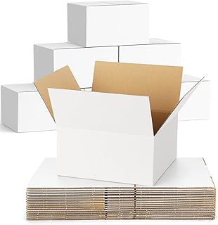 40-Pack-Small-Shipping-Boxes-8x8x4, Corrugated-Cardboard-Boxes-for-Packaging-Small-Business, White-Boxes-Mailers