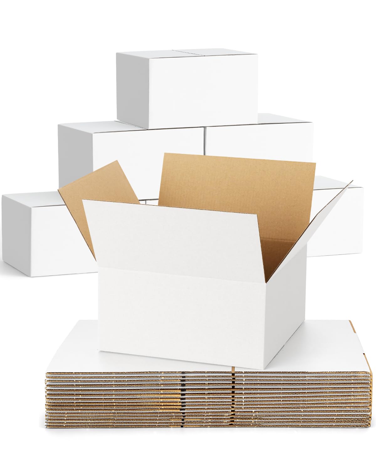 40-Pack-Piccole-Spedizione-Scatole-8x8x4, Cartone-Ondulato-Scatole-per-Imballaggio-Piccole-Imprese, Bianco-Scatole-Mailers