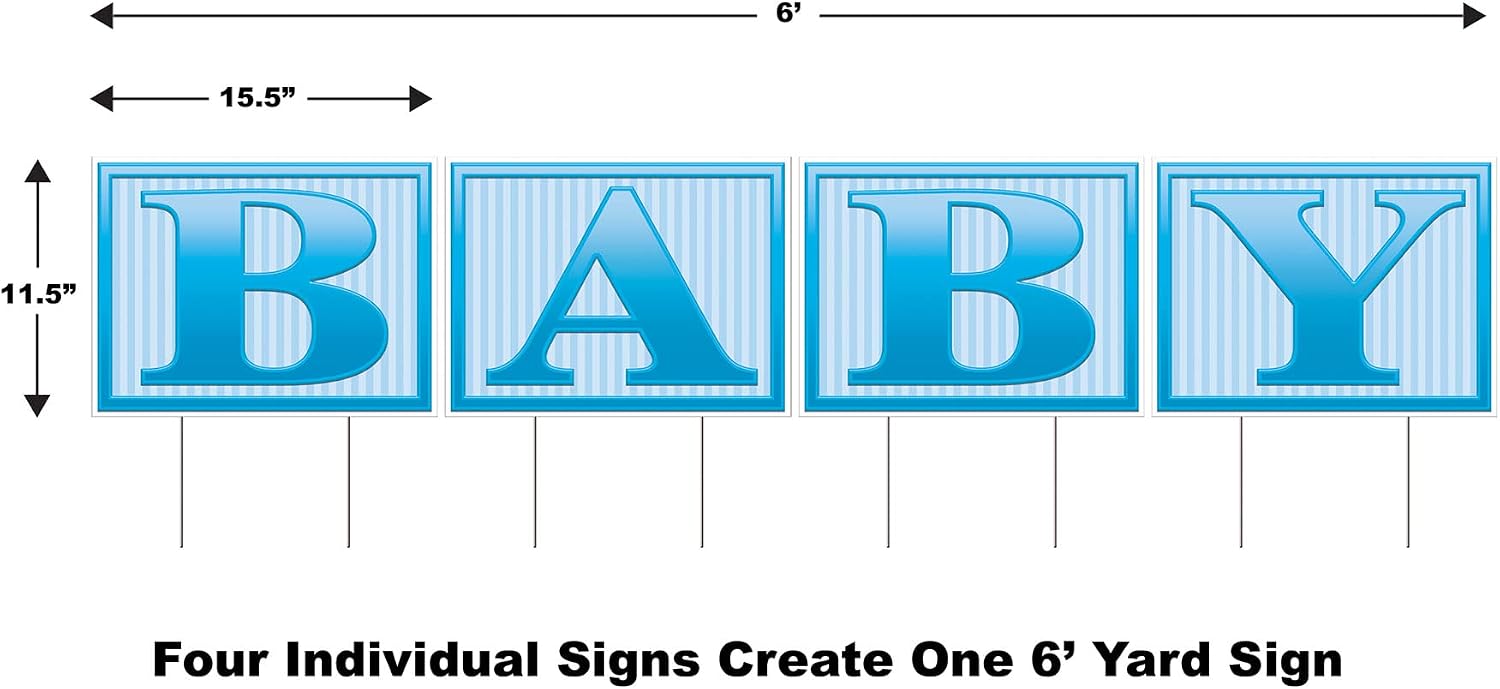 Beistle Durable Corrugated Plastic Baby Shower Yard Sign For Boy With Metal Stakes Gender Reveal Outdoor Lawn Decorations