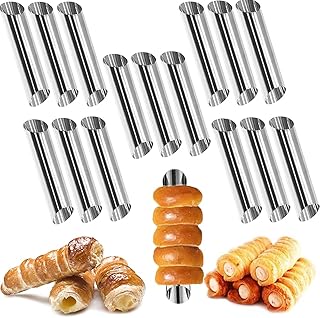 16 Pcs Cannoli Tubes Molds,5 Inch Stainless Steel Cannoli Forms Cream Roll,Non-Stick Cream Danish Pastry Baking Molds for ...