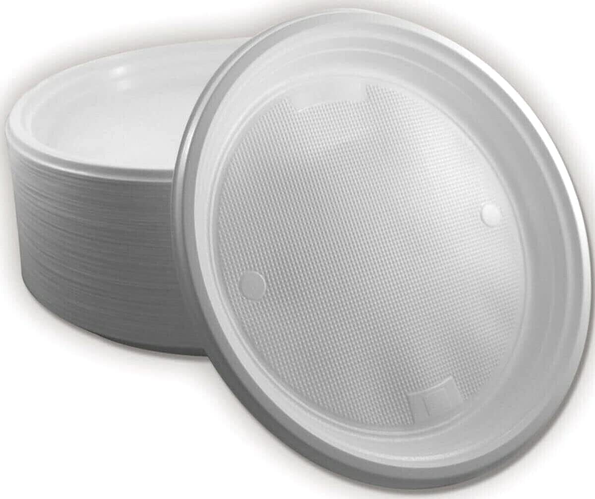 1000x Ungeteilt Menüteller Mehrweg Plastikteller Ø 22cm Kunststoffteller | Robust, Spülmaschinen- und Microwellen geeignet, Wiederverwendbar, Plastikgeschirr - Partygeschirr, Partyteller