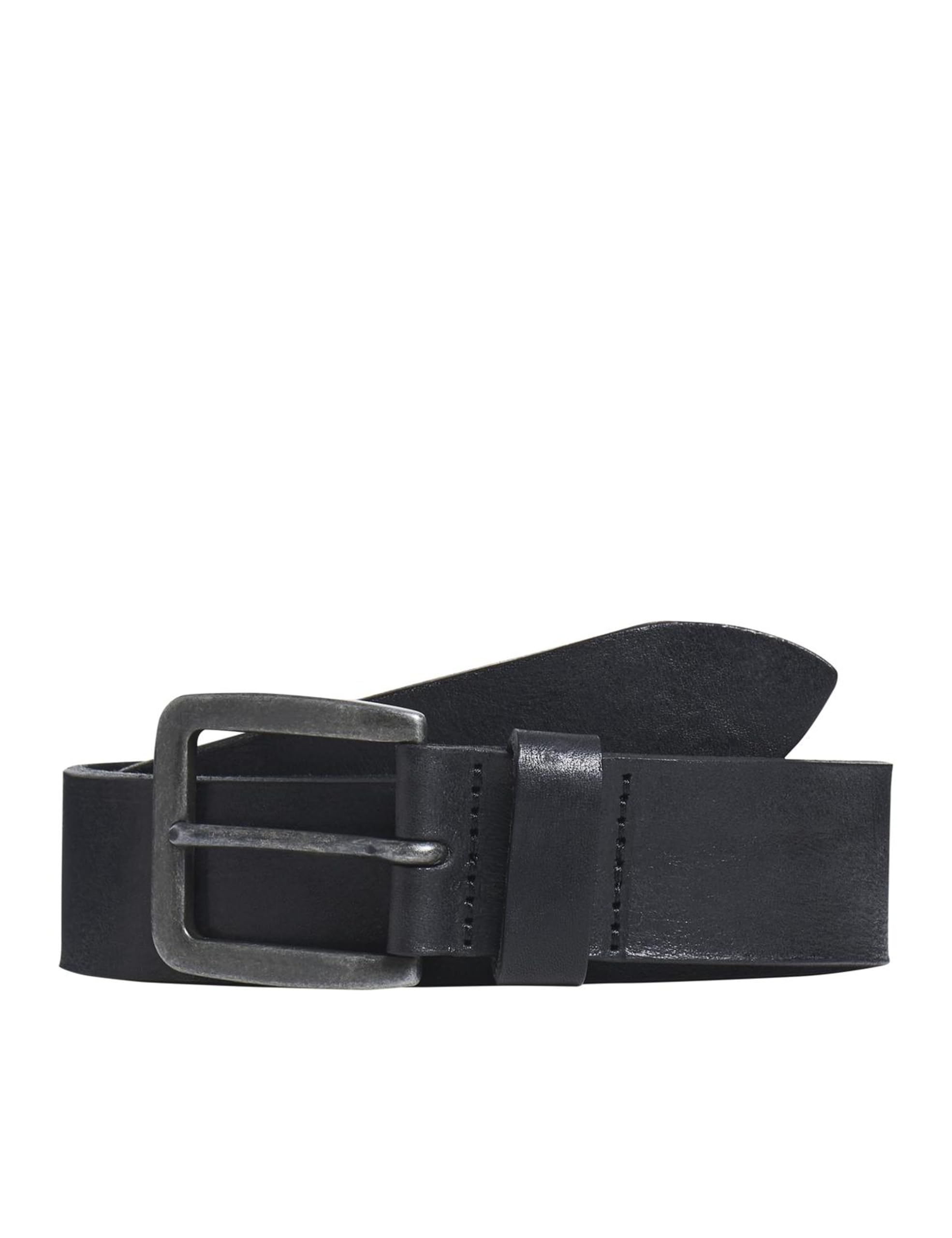 JACK & JONES NOS Men's Jacvictor Leather Belt Noos Belt, Black (Black Black), 40 (Manufacturer size: 90)