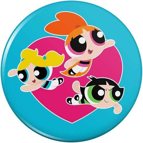 GRAPHICS & MORE Superpoderosas niñas corazón compacto bolsillo mano maquillaje espejo