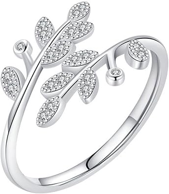 Wedding Band For Women, Ladies 9K/14K/18K white Gold Leaf Shape with Moissanite Promise Ring
