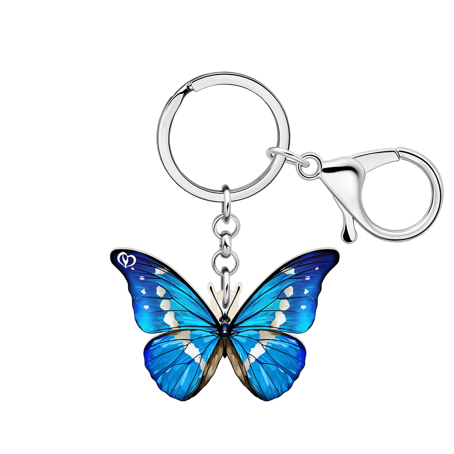BONSNY Acrylic Floral Butterfly Keychains Key Ring Car Purse Bags INSECT Charms Gifts (Navy)