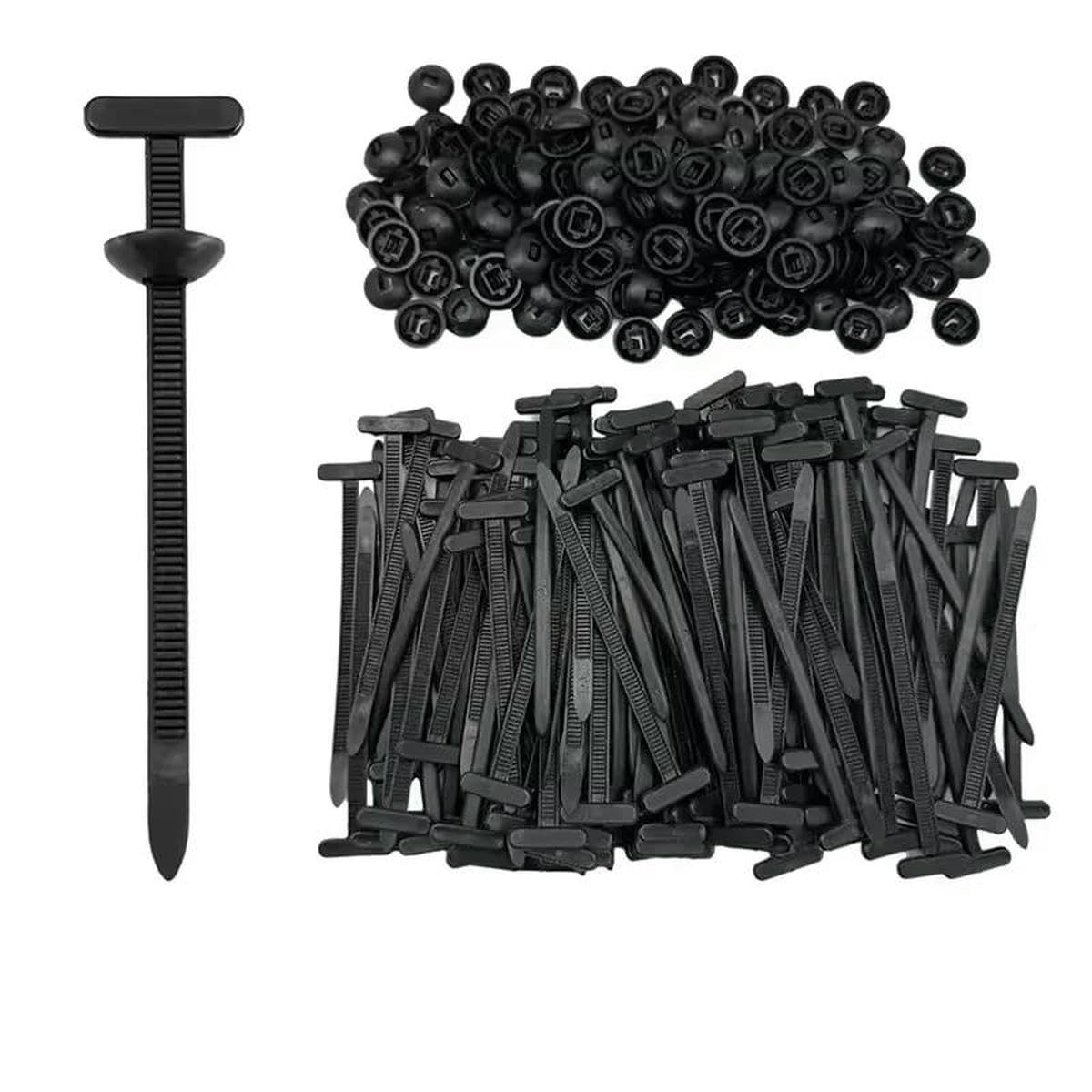 1000-100set Self-Locking Nylon Universal Cable Tie Buckle Heavy Duty Zip Ties with Pin & Button Car Daily Repair Fastening Strap-300