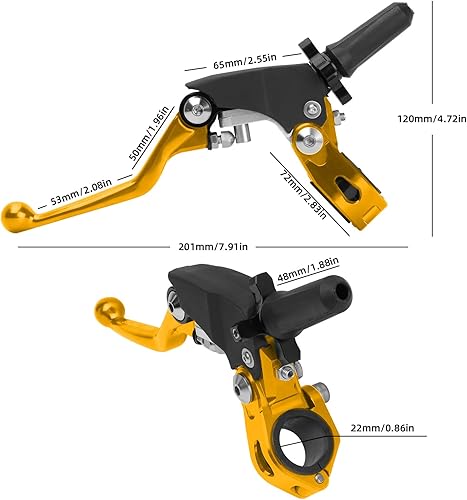 Vista 22 de PRO CAKEN 7/8" 0.866 in motocicleta universal aluminio 360° aleación mango de embrague plegable con asiento de montaje para motocicleta Street