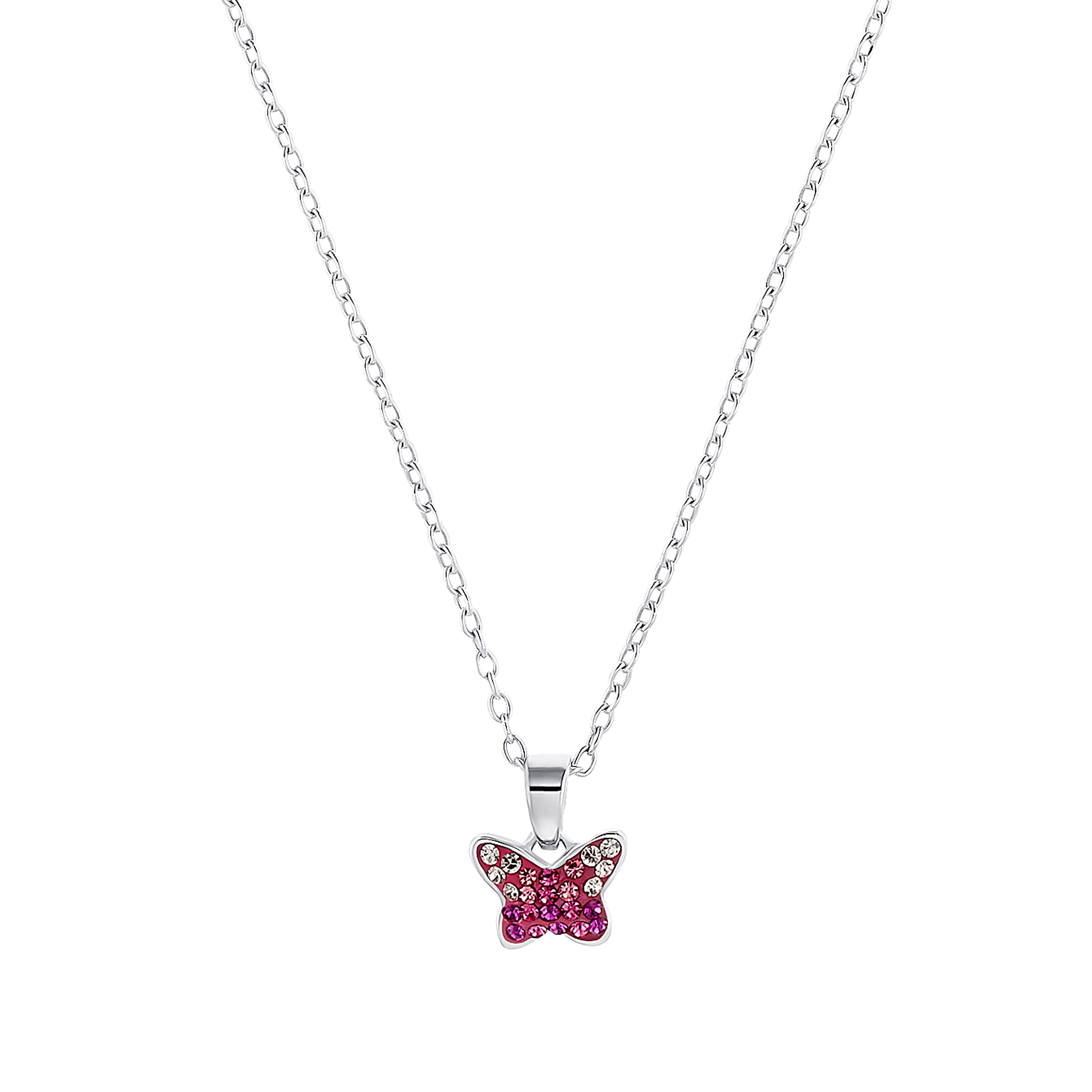 Prinzessin Lillifee necklace with pendant 925 sterling silver girls' children's necklace, with Preciosa, 35+3 cm, silver, butterfly, comes in jewelry gift box 2034009