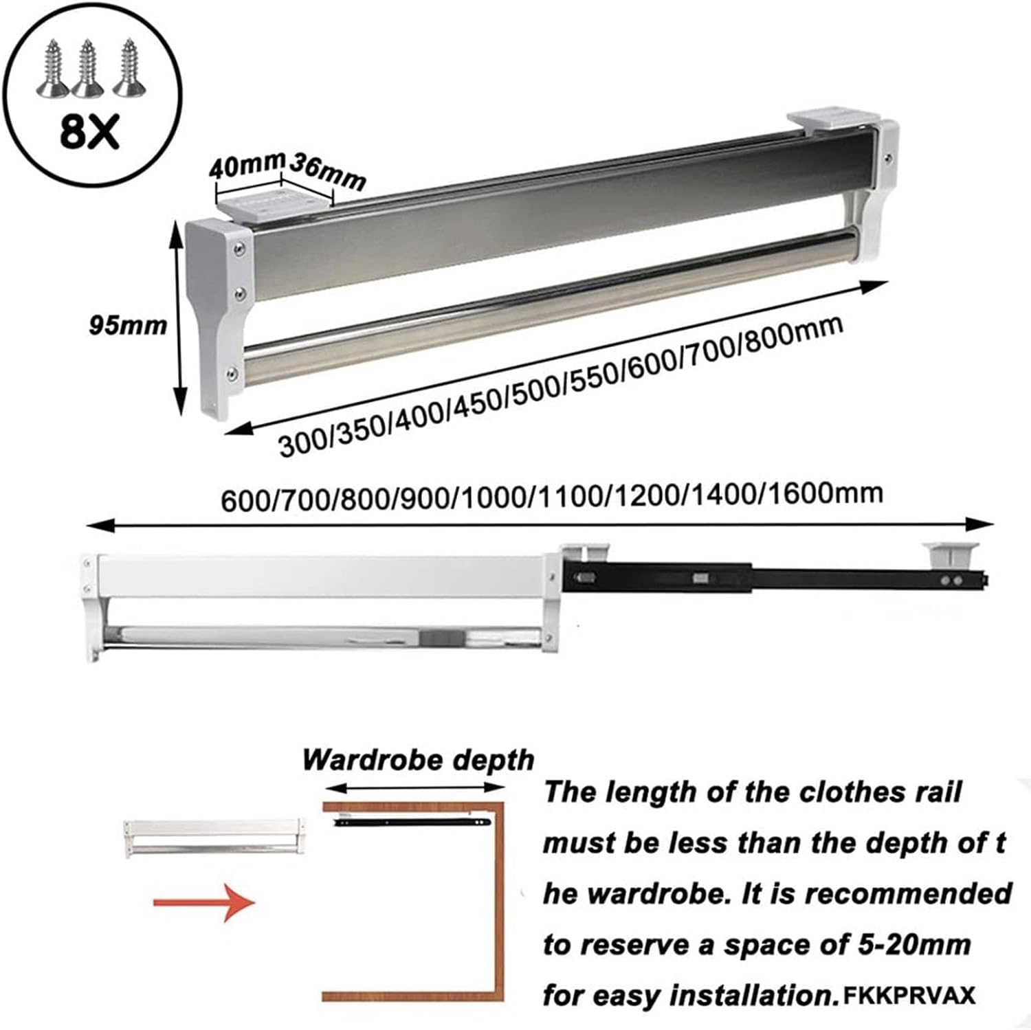 伸縮式ハンガーレール - スライド式ワードローブクローゼットロッド、省スペースクローゼットオーガナイザー収納用調節可能なハンガー、伸