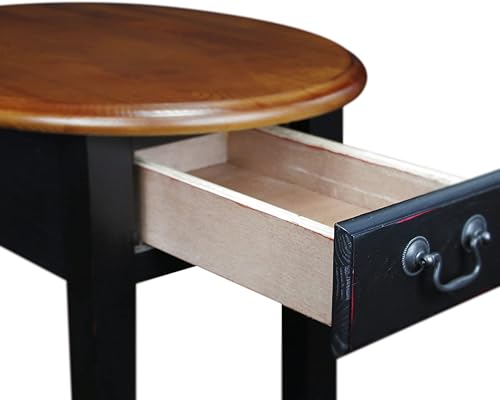 Miniatura 47 de Leick Home 10036 Mesa auxiliar redonda de cristal con estante, cereza chocolate y vidrio tintado Roble chocolate/vidrio,Gris (rustic gray),Roble