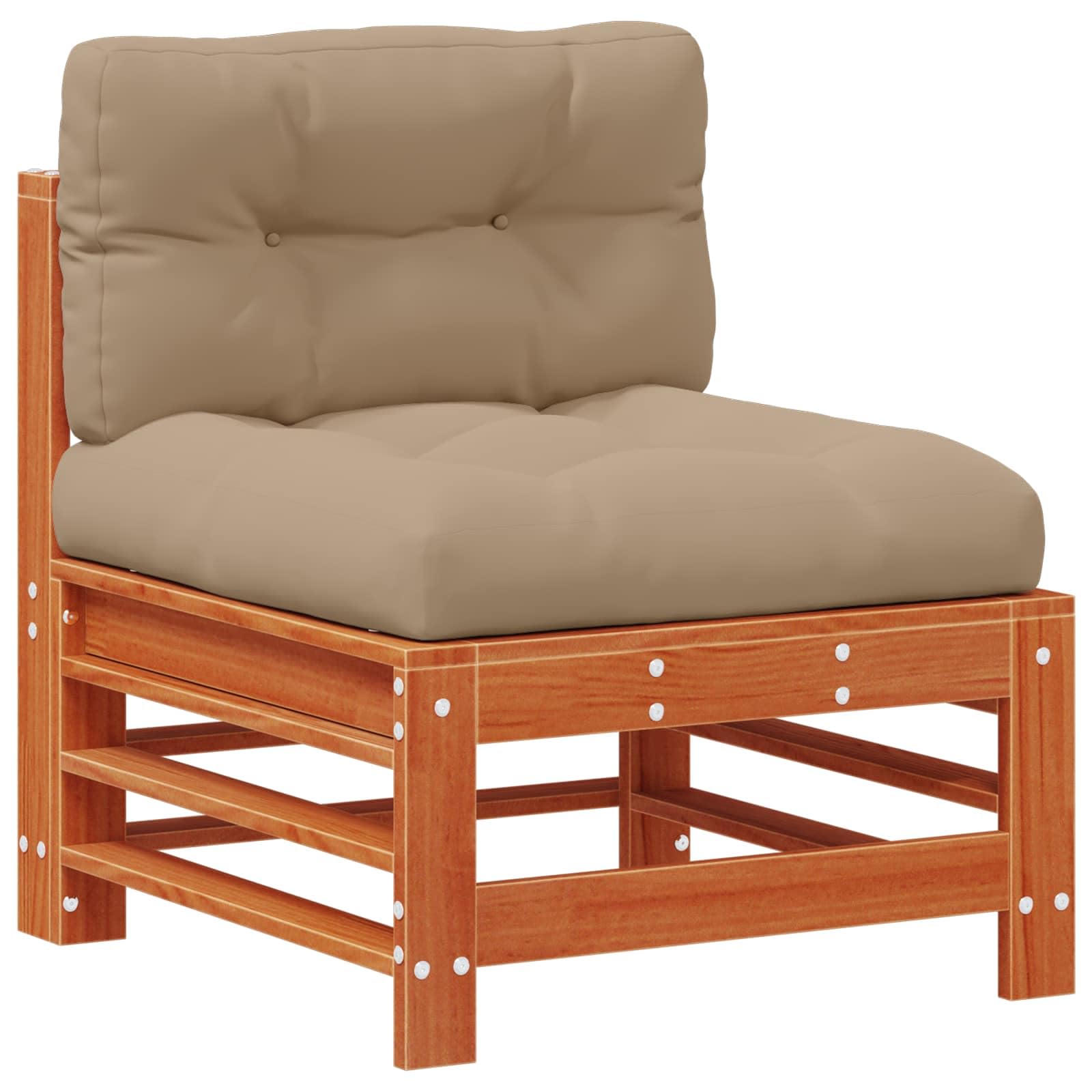 Juego de 6 muebles de jardín de madera maciza de pino macizo, conjunto modular de salón para terraza y jardín, conjunto de asientos con mesa, sofá esquinero y sillones, incluye cojines de