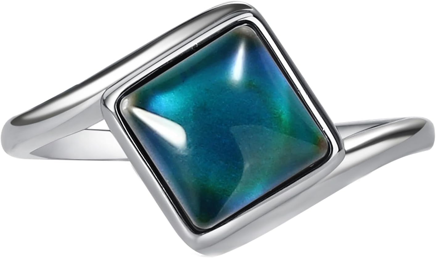 Precious Pieces .925 Sterling Silver Mood Ring Changes Colors with Emotions for Girls, Kids, Teenagers or Adults