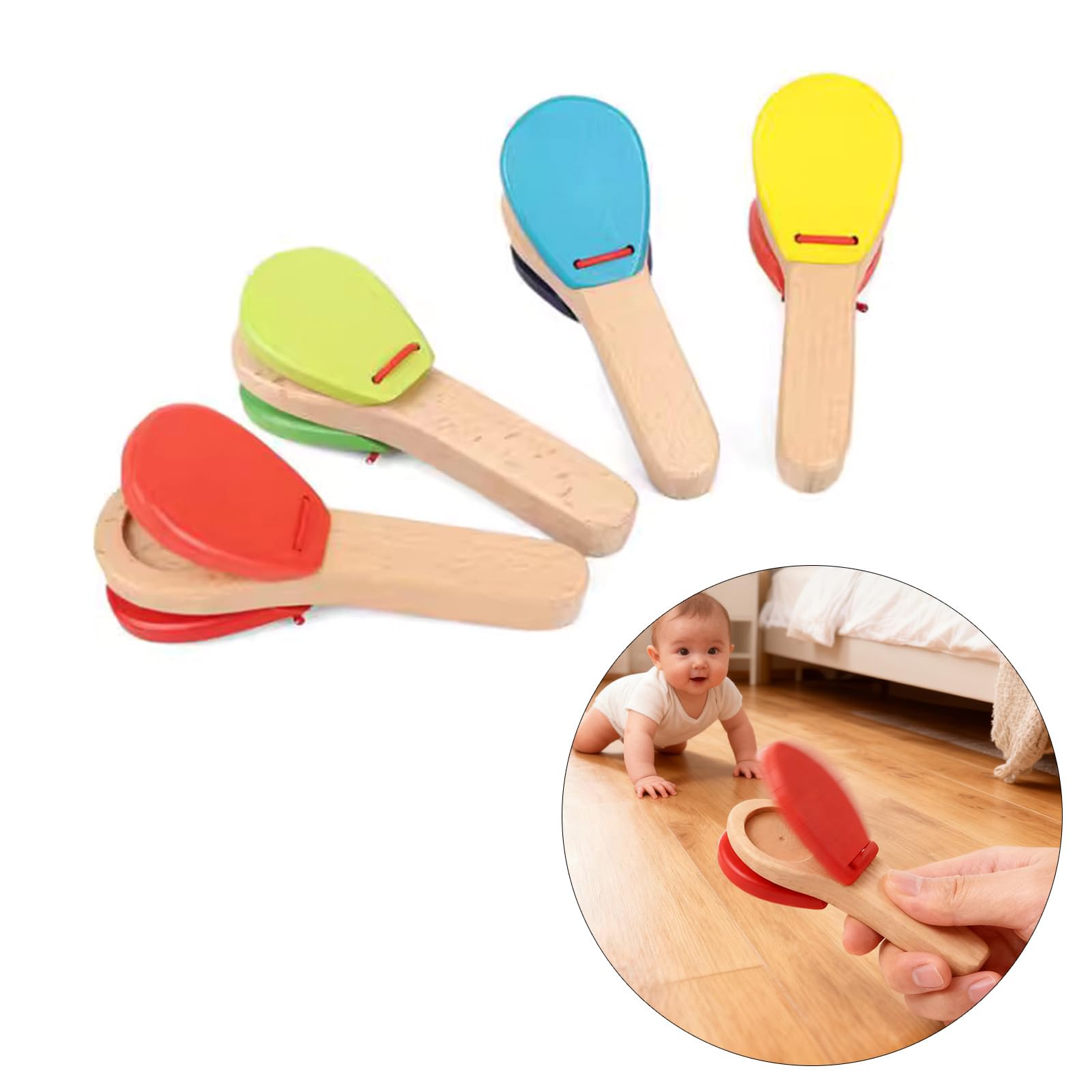 Holz Finger Kastagnetten Musikinstrument, Finger Kastagnetten Klöppel, pädagogisches Musik Percussion Spielzeug für Musikzimmer, Kinder, Rhythmus Instrument