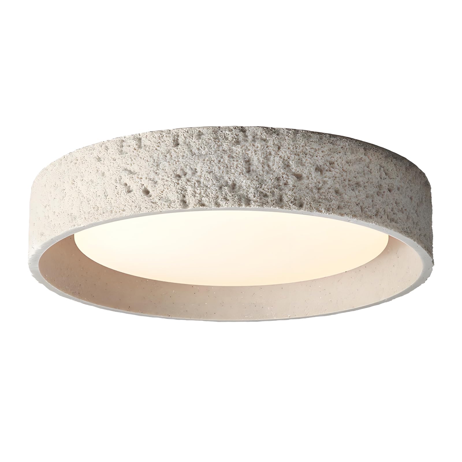 YNVIOZM Resin LED Flush-Mount Ceiling Light, Sandstone Style Wabi Sabi Close-to-Ceiling LED Light with Round Resin Lampshade, 3-in-1 Color Temperature Lighting Fixtures for Bedroom Kitchen Island