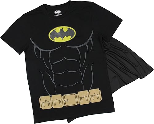 Miniatura 2 de DC Comics - Camisa de disfraz de Batman para hombre con capa desmontable, camiseta clásica de Batman con logotipo de murciélago