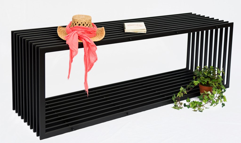 DanDiBo Gartenbank Metall Wetterfest Schwarz 150 cm Sitzbank Modern D-Stil Parkbank Eisen Blumenbank Garten
