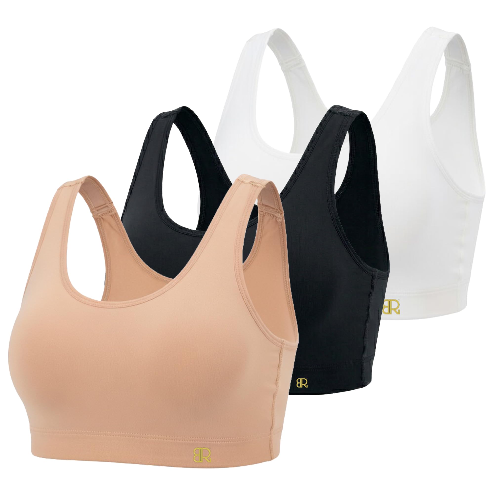EIRICA Sports Bra for Women (Pack of 3) High Impact Full Coverage Sports Bra Wire Free Yoga Bra with Removable Pads for Women