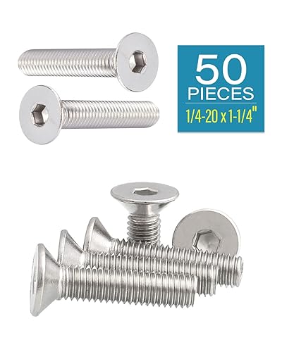 Miniatura 9 de IMScrews Tornillos de máquina de cabeza Allen plana de acero inoxidable 304 de 14-20 x 1-12 pulgadas, paquete de 25