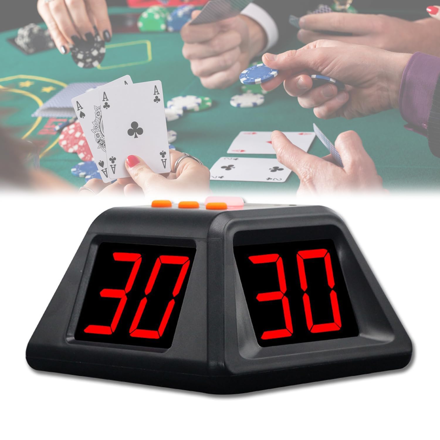XNXYSMKJ Poker Shot Clock, 4-Sided Cube Countdown Timer, 2 Timing Modes, 5 Gears Brightness Adjustable, for Chess & Tournaments,board Games