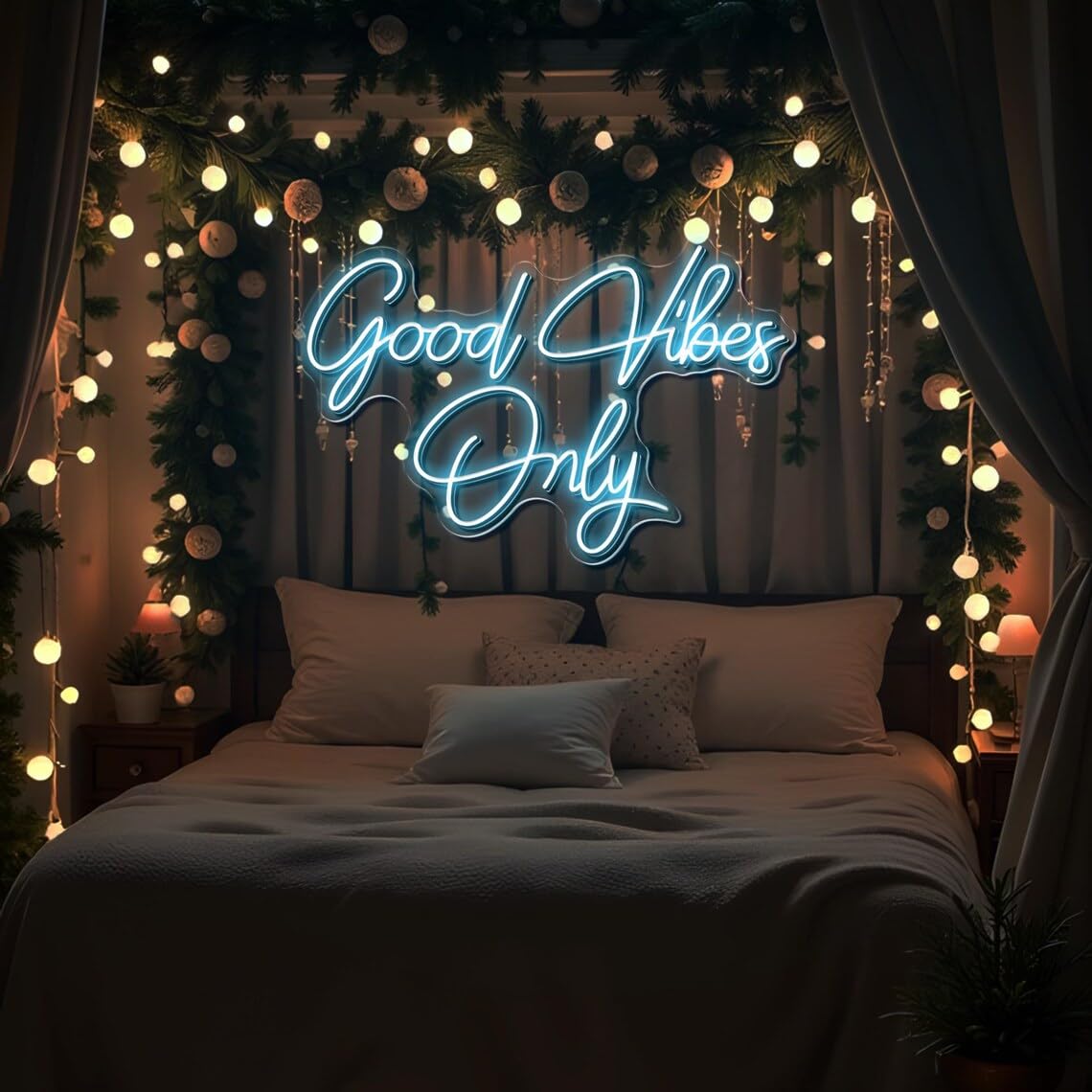 Custom LED Neon Sign, Good Vibes Only, Home Decor, Bar Signs Wedding Party USB Powered LED Decorative Lamp Unique Gifts Wall Decoration