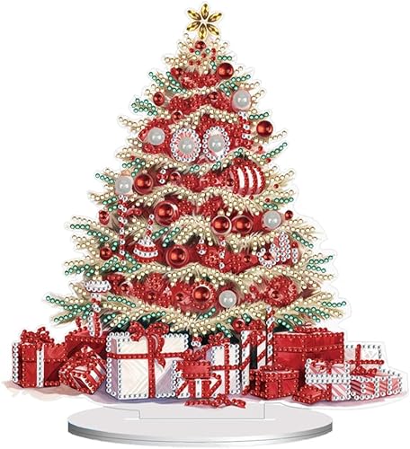 Miniatura 1 de Orgone Kit de adornos de escritorio de árbol de Navidad para adultos, pintura acrílica por números, decoración de Navidad de escritorio, kit de