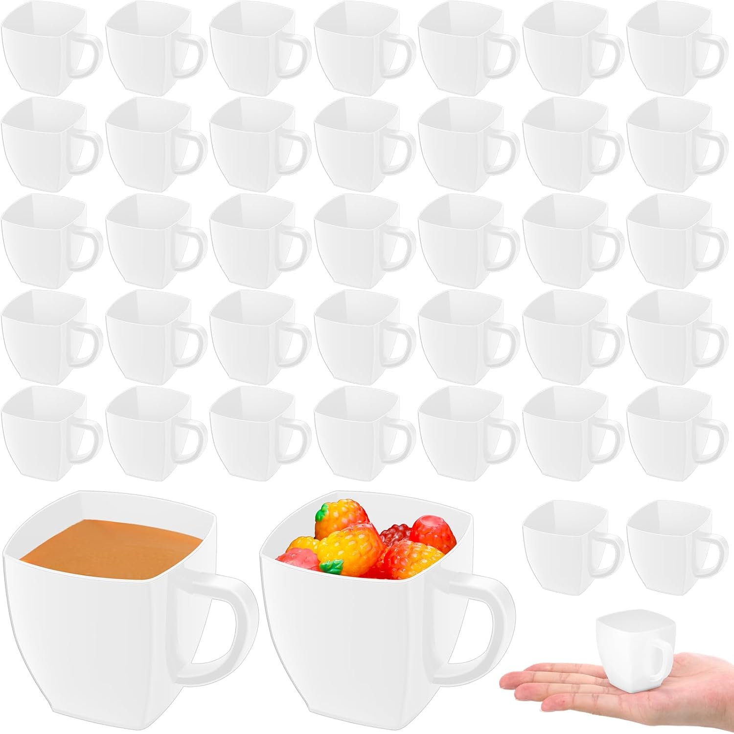 Amyhill 100 Pcs 2 oz Disposable Tea Cups Mini Plastic Tea