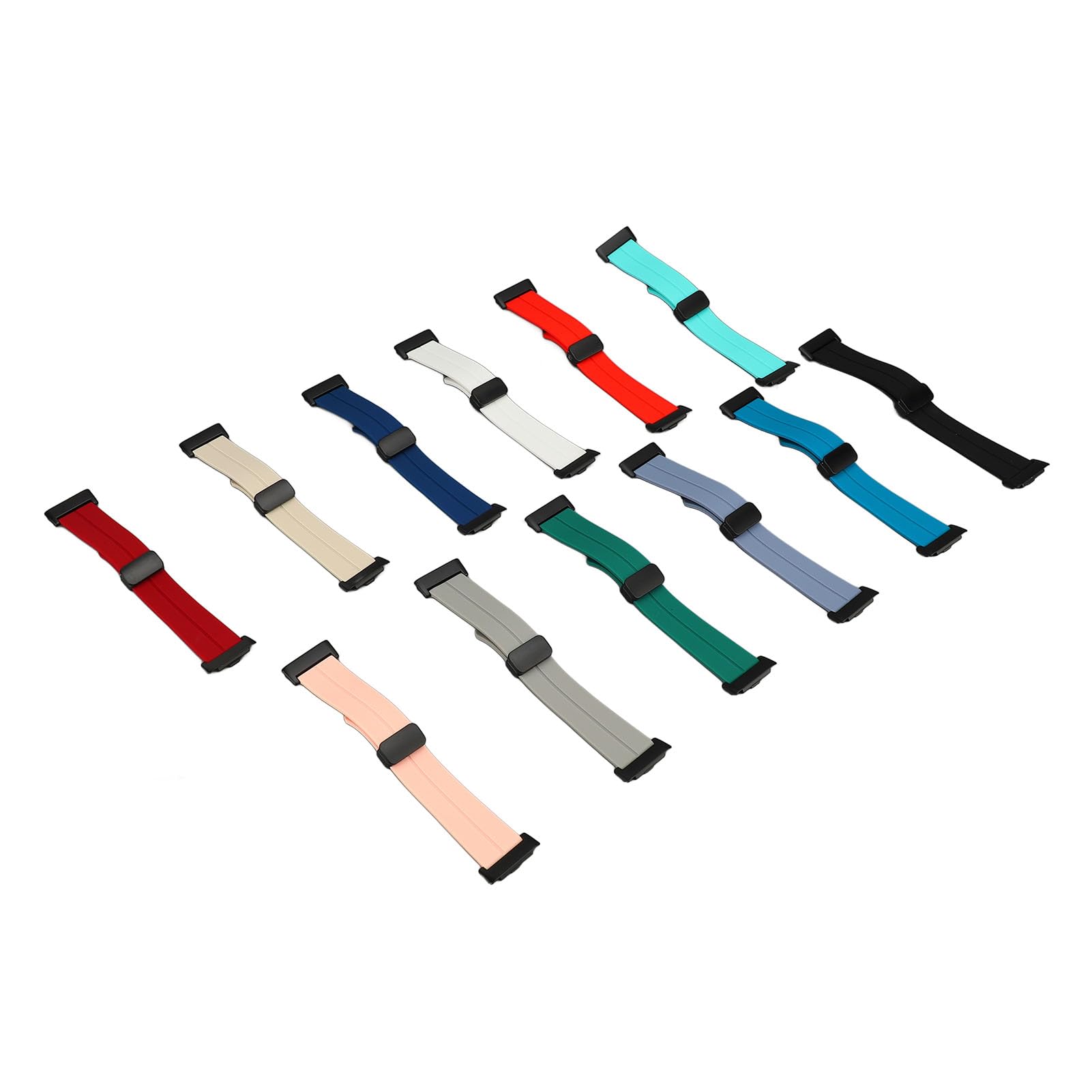 Fabater Bracelet Magnétique en Silicone, 12 Pièces, Compatible avec Montre Intelligente, Réglable, Léger, Anti-allergique, Remplacement