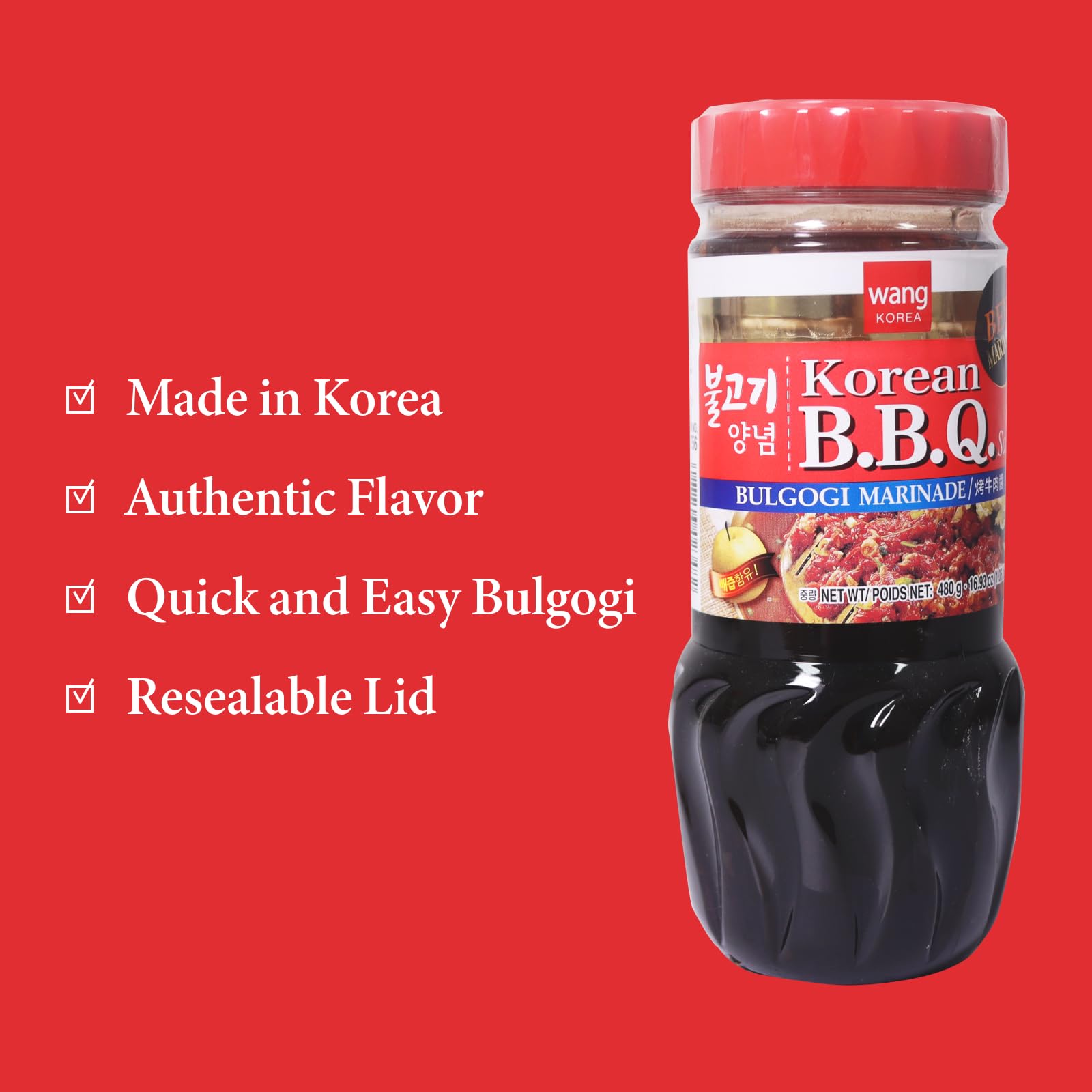 Wang Bulgogi Marinade, sabor dulce y rápido a fuego, salsa coreana para barbacoa, 32 onzas