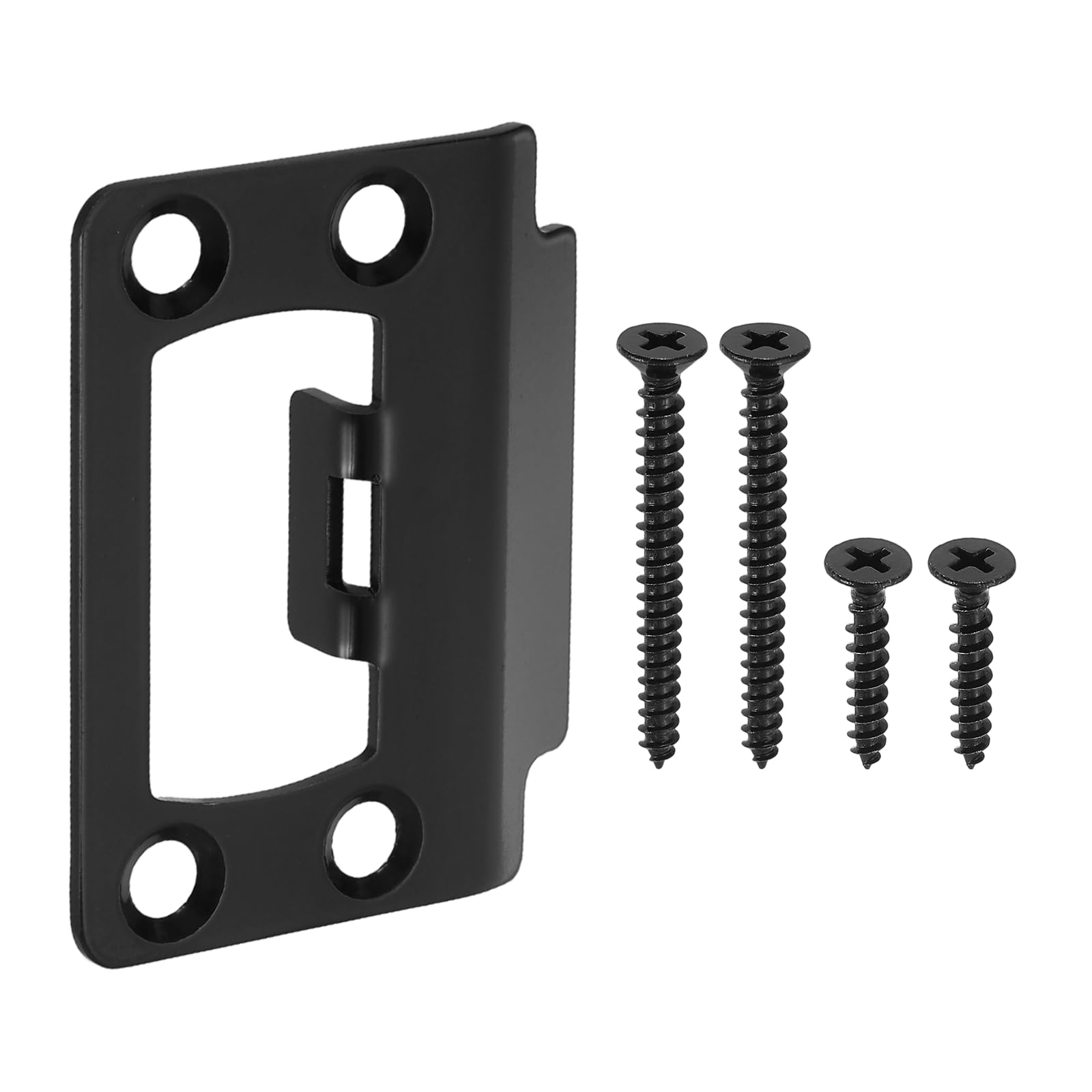 sourcing map Door Latch Strike Plate, 2-1/4" x 1-3/4" Stainless Steel Deadbolt Strike Plate Door Latch Plates with Screws for Doors Frame Reinforcement, Black