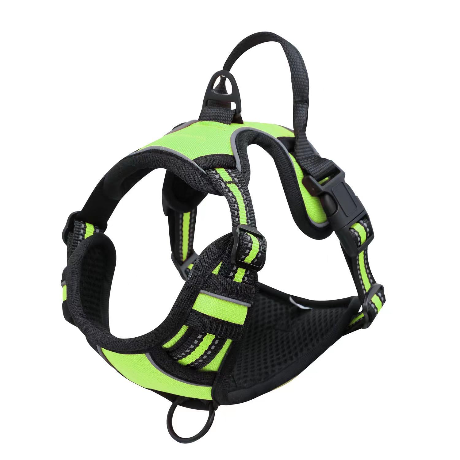MIKACO Dog Harness, No-Pull Pet Harness with 2 Leash Clips, Adjustable Soft Padded Dog Vest, Reflective No-Choke Pet Oxford Vest with Easy Control Handle for Large Dogs, Black, L (Green, X-Large)
