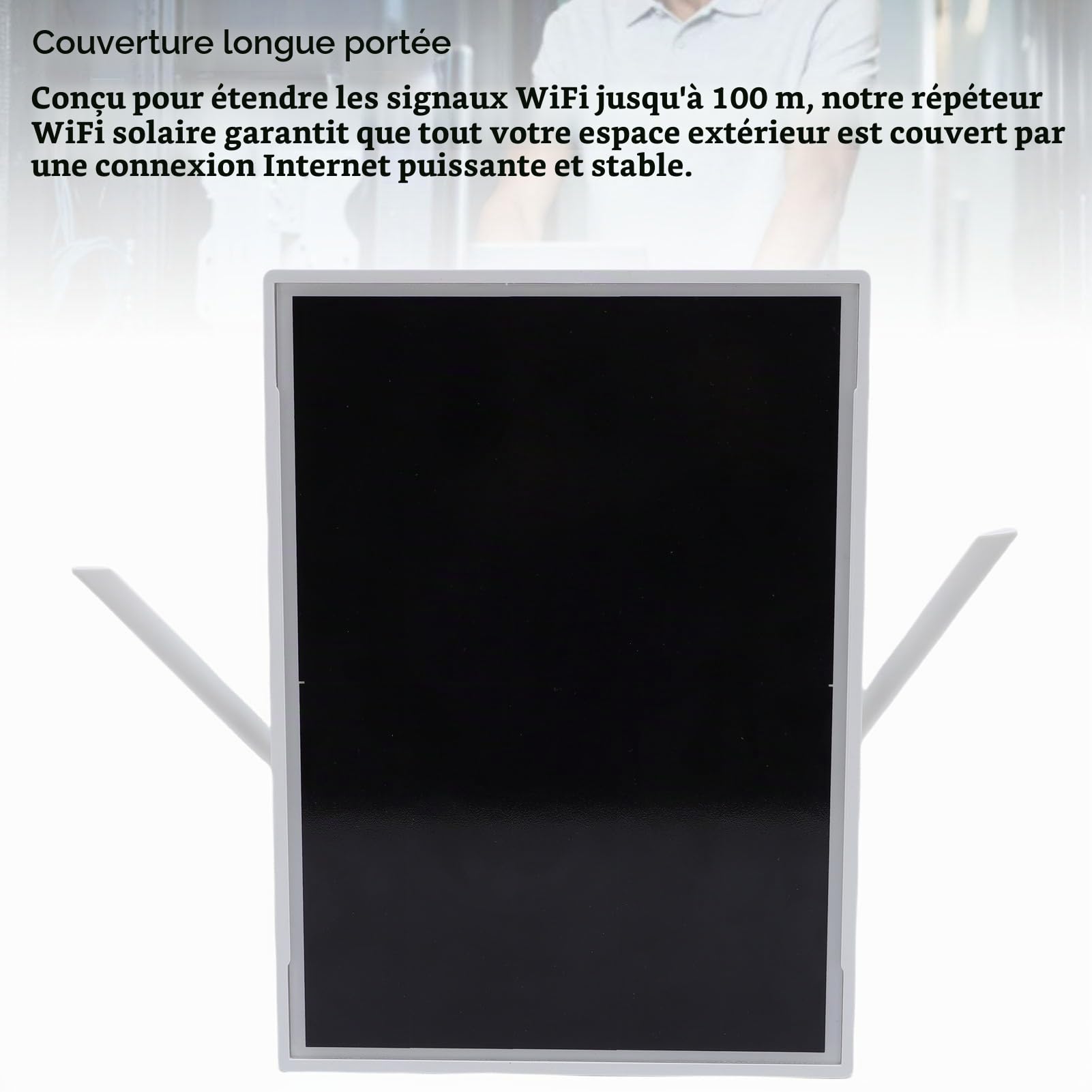 Extender WiFi Solaire, Répéteur WiFi Solaire 15W avec Batterie 25000mAh Extender WiFi Extérieur 2.4GHz Longue Portée 328.1ft Prend en Charge 15 Appareils pour Camping et