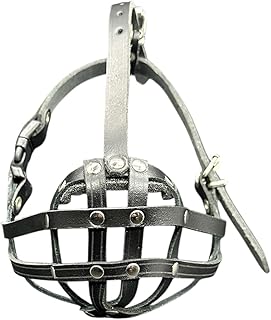 L&J Pets Uk, Maulkorb für Hund/Haustier, ideal für Möpse und andere Hunde mit kurzer Schnauze, Leder (M2, Schwarzes Leder) product image