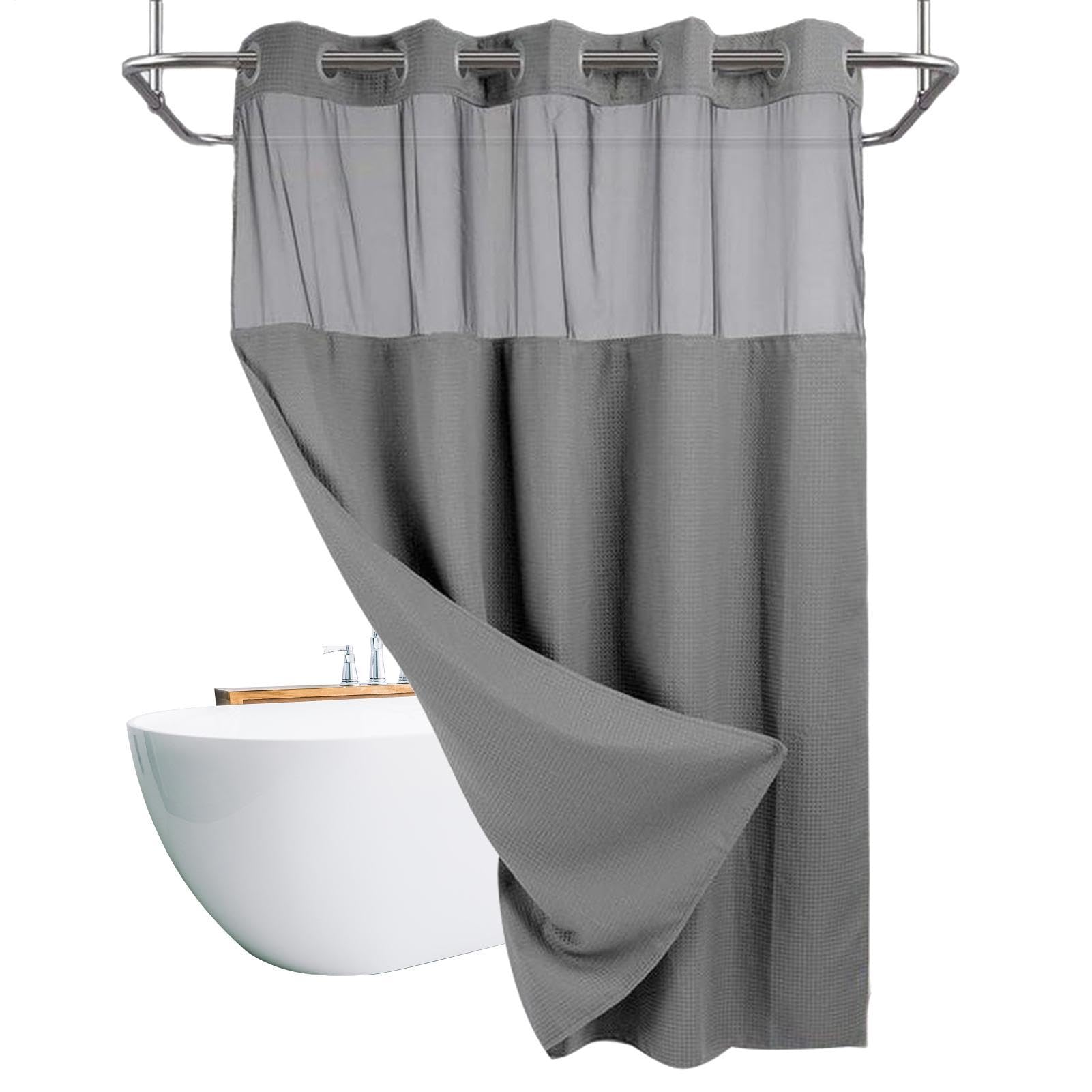 Rideau de douche gaufré style hôtel avec tissu imperméable et élégant
