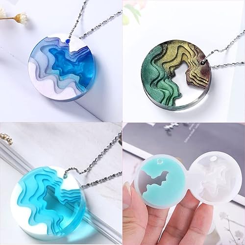 Miniatura 5 de FineInno 3 moldes de resina oceánica para isla de silicona, moldes de joyería para colgantes de resina epoxi, collar con agujeros, juego de
